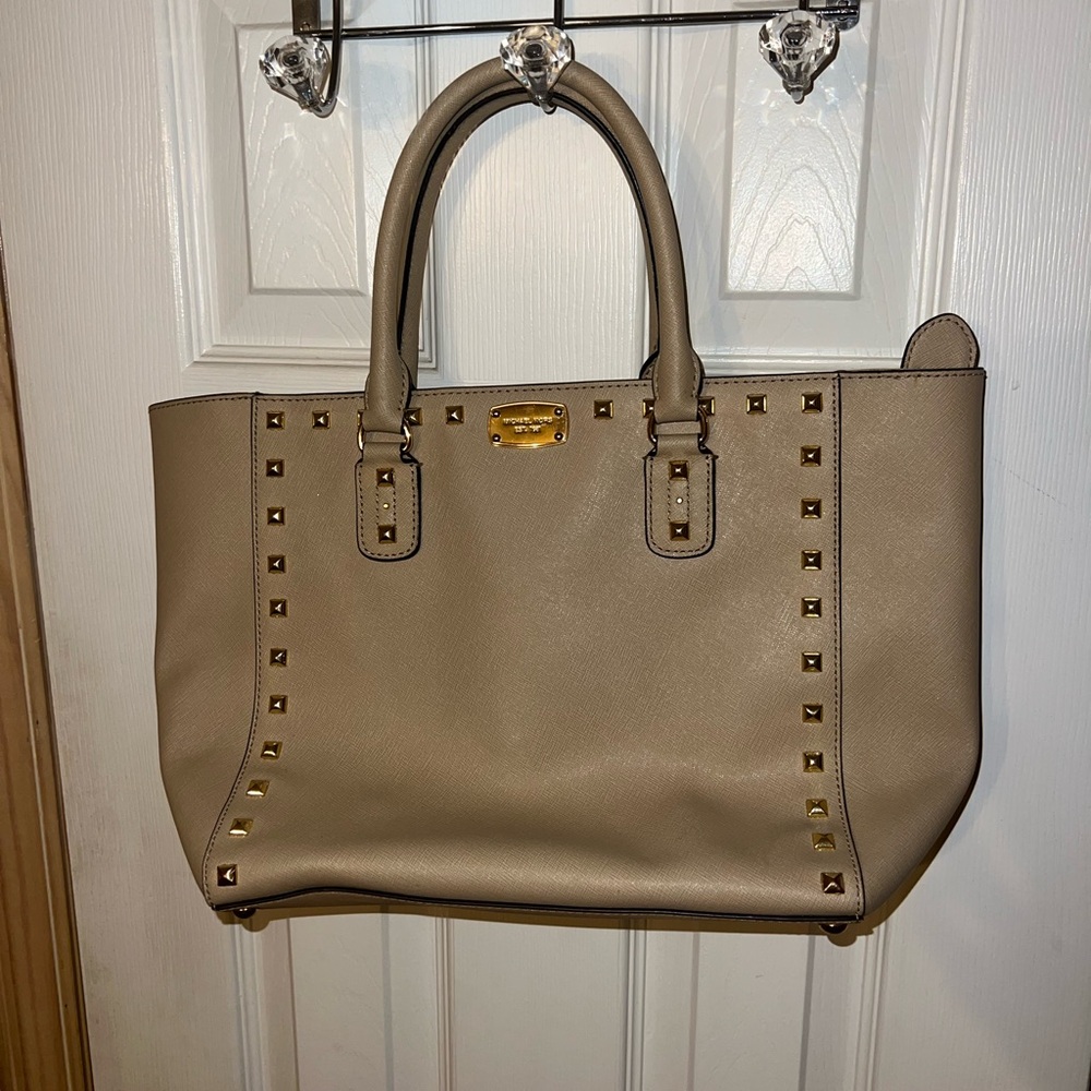 MICHAEL Michael Kors Beige Tote with Gold Accents